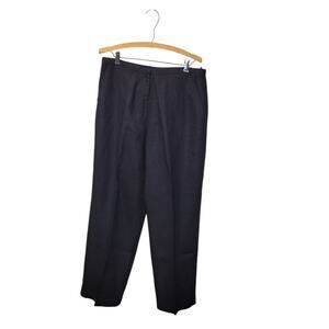 Eileen Fisher Womens Black Irish Linen Pleated Pants Size Medium Pockets Classic